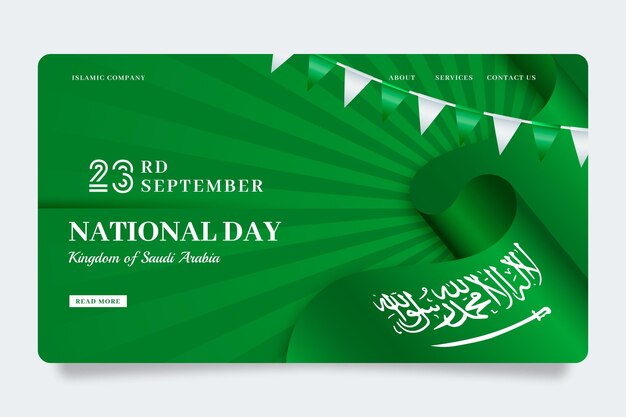 Realistic saudi national day landing page template