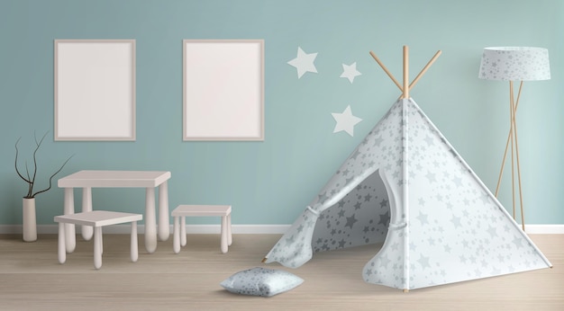 Realistic scandinavian boy's room furniture