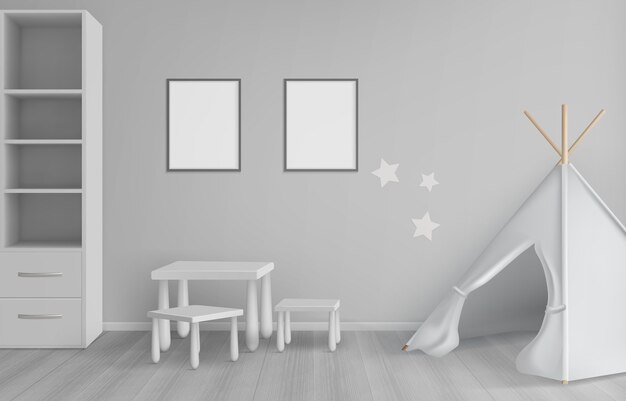 Realistic scandinavian boy's room furniture