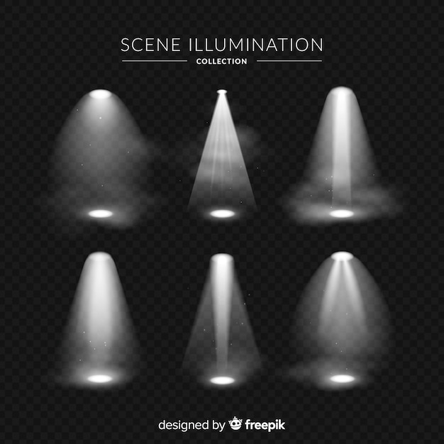 Vettore gratuito collezione di illuminazione di scena realistica