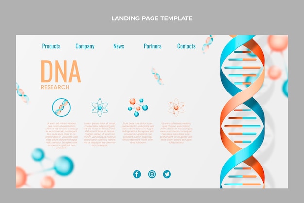 Free vector realistic science dna landing page