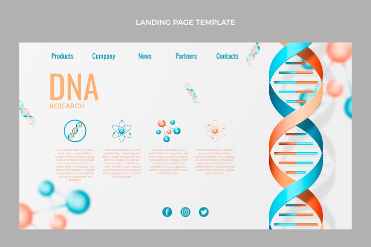 Free Vector realistic science dna landing page