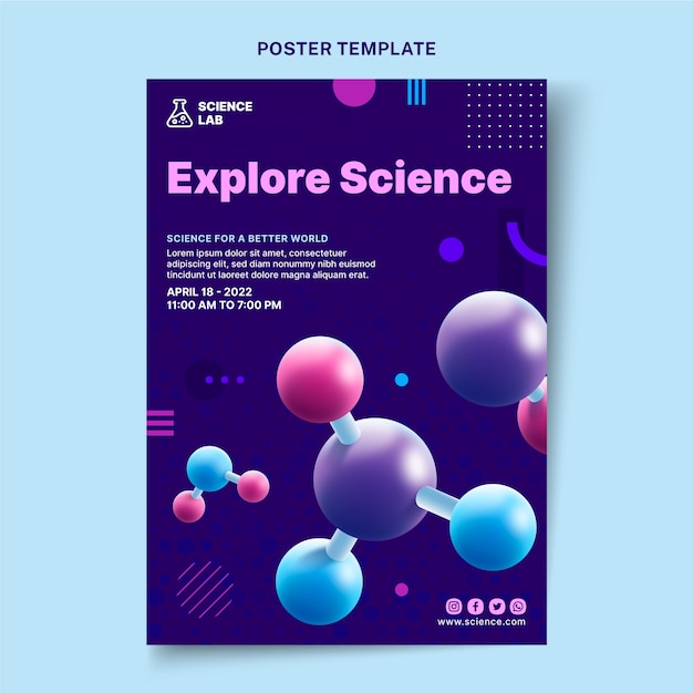 Free vector realistic science exploration poster template