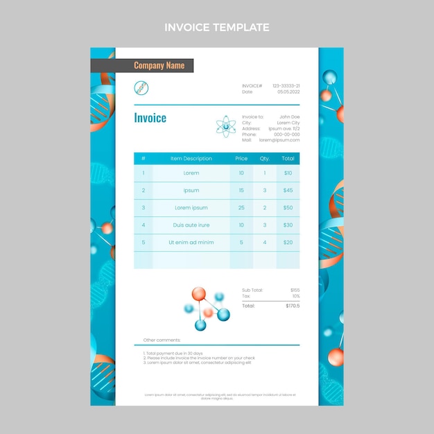 Modello di fattura scientifica realistico
