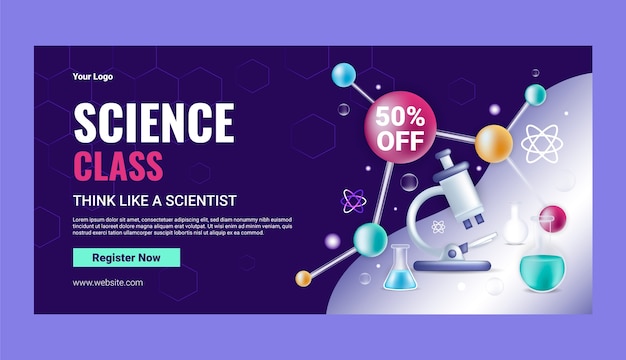 Realistic science sale banner