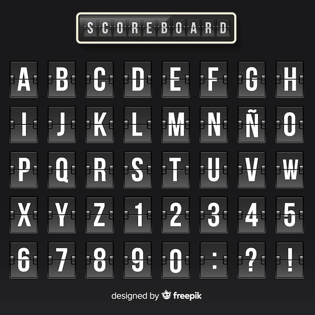Free vector realistic scoreboard alphabet