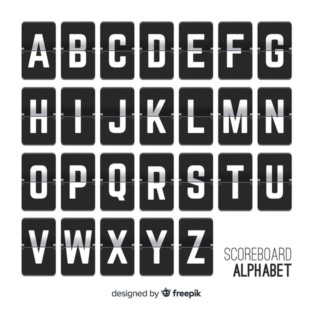 Realistic scoreboard alphabet