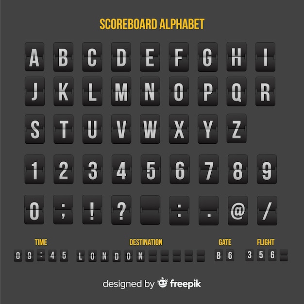 Realistic scoreboard alphabet