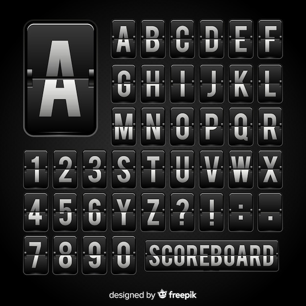 Free vector realistic scoreboard style alphabet