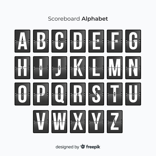 Realistic scoreboard style alphabet