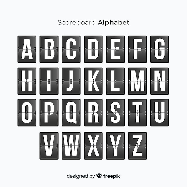 Realistic scoreboard style alphabet