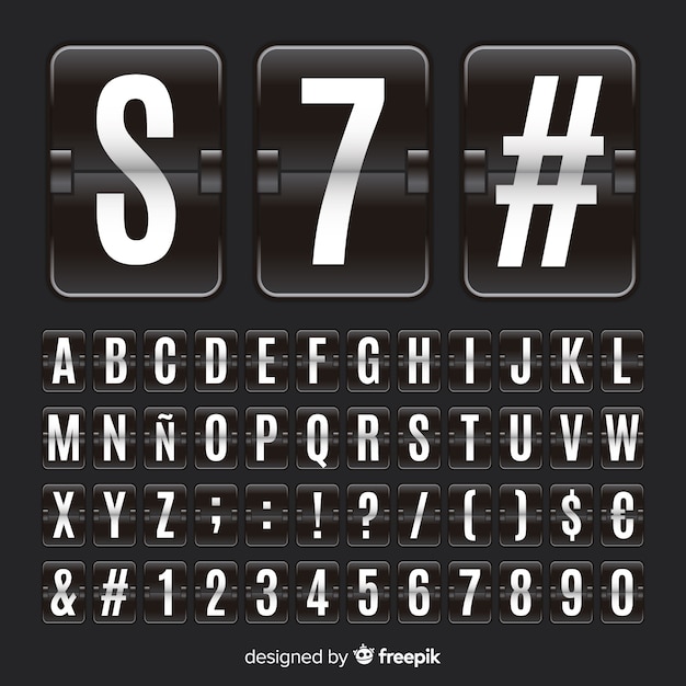 Free vector realistic scoreboard style alphabet