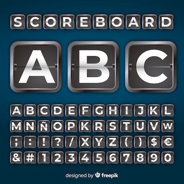 Realistic scoreboard style alphabet