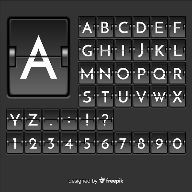 Free vector realistic scoreboard style alphabet