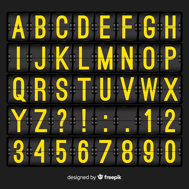 Free vector realistic scoreboard style alphabet