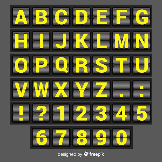 Free vector realistic scoreboard style alphabet