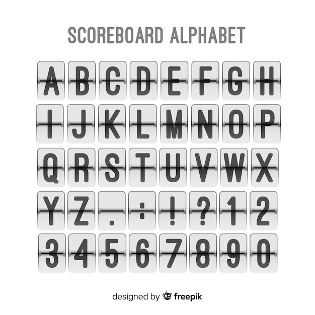 Realistic scoreboard style alphabet