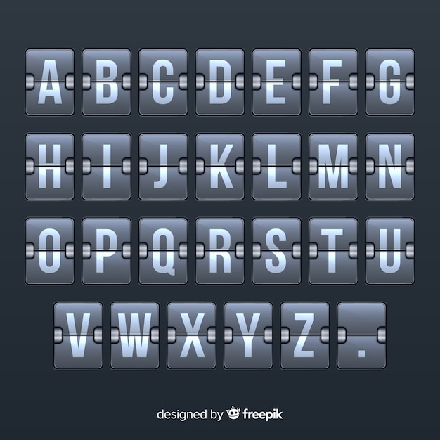 Бесплатное векторное изображение Реалистичный алфавит в стиле табло