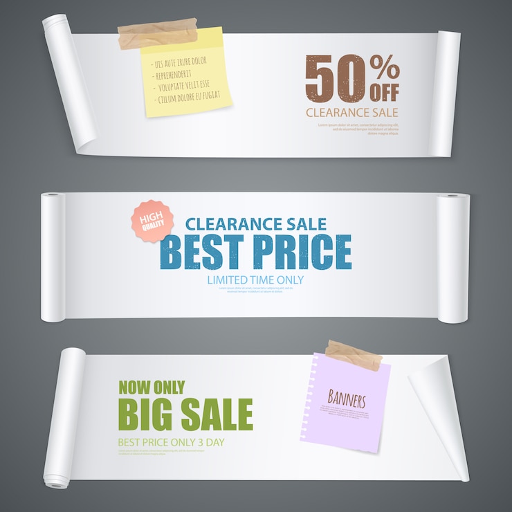 Free Vector realistic scroll paper banners