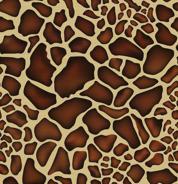 Realistic seamless Giraffe skin pattern in yellow and brown for texturing