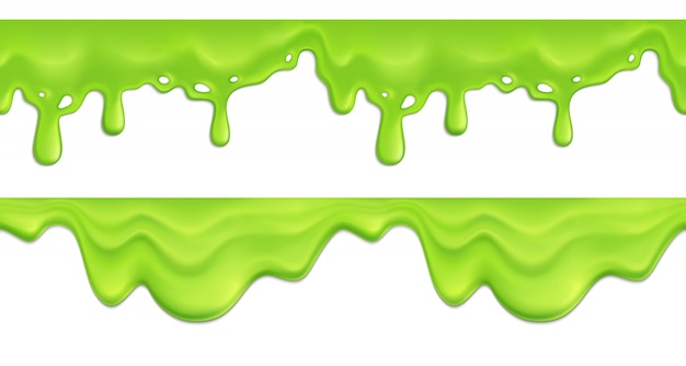 Free vector realistic seamless pattern with green melting slime drips illustration