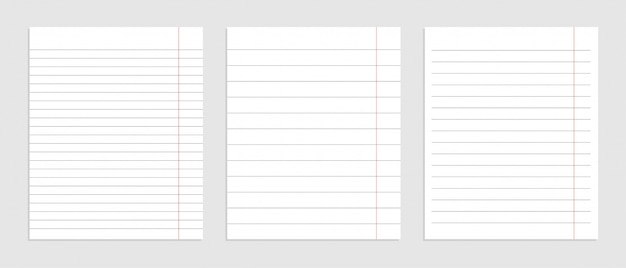 Free vector realistic set of blank paper line sheets