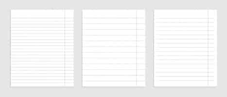 Free vector realistic set of blank paper line sheets