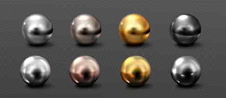 Free vector realistic set of chrome balls on transparent