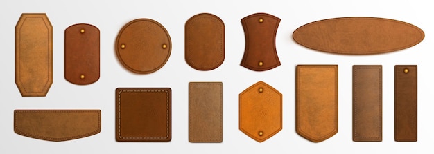 Free vector realistic set of genuine leather labels