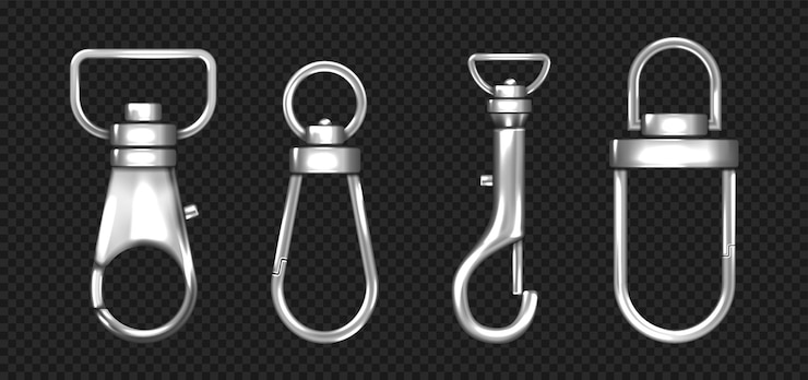 Free Vector realistic set of metal carabiners lobster clasps