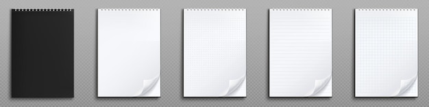 Realistic set of notebook mockups