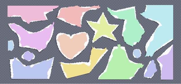 Бесплатное векторное изображение Реалистичный набор цветных бумажных кусочков для коллажа