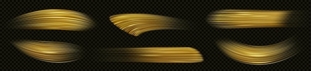 Бесплатное векторное изображение Реалистичный набор золотых мазков кистью