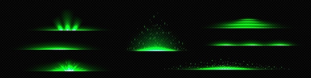 Бесплатное векторное изображение Реалистичный набор разделителей линий неонового зеленого света