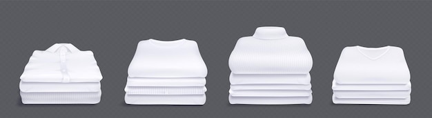 Бесплатное векторное изображение Реалистичный набор стопки белой одежды