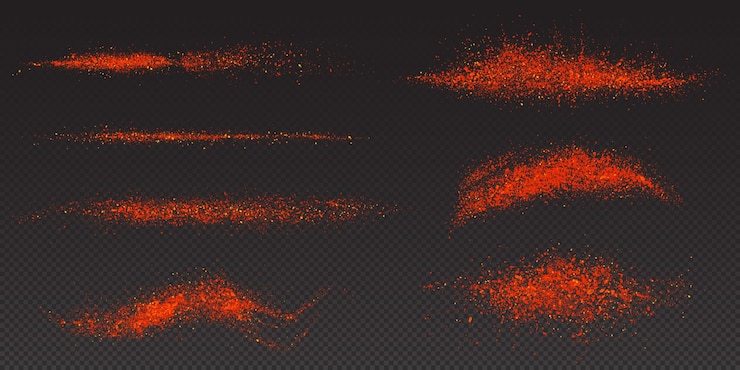Free Vector realistic set of paprika powder sprinkled