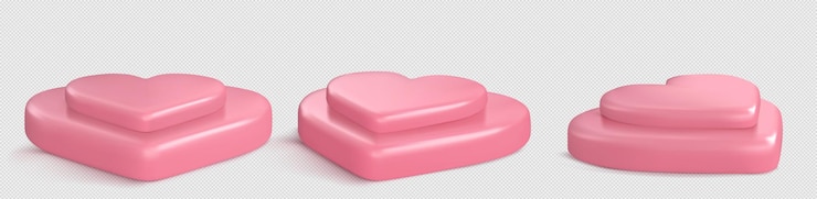 Free Vector realistic set of pink heart shape podiums