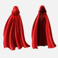 Free vector realistic set of red cloaks with hoods isolated on white background.