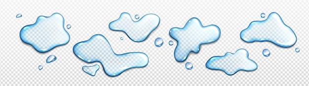 Free vector realistic set of water puddles on transparent