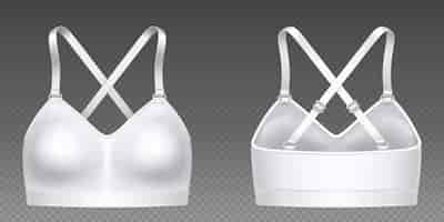 Free vector realistic set of white sports bra on transparent