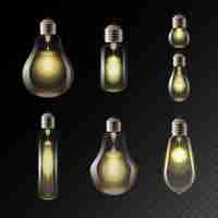 Free vector realistic shapes of light bulbs