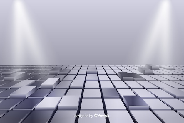 Realistic shiny cubes floor background