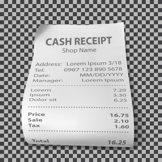 Free vector realistic shop receipt