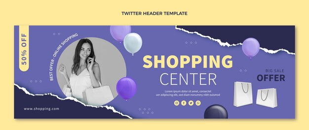 Realistic shopping center twitter header