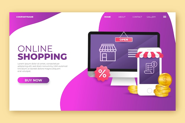 Vettore gratuito pagina di destinazione dello shopping online realistica