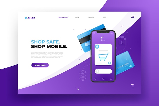 Free vector realistic shopping online landing page