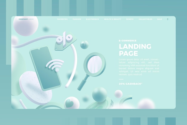 Realistic shopping online landing page