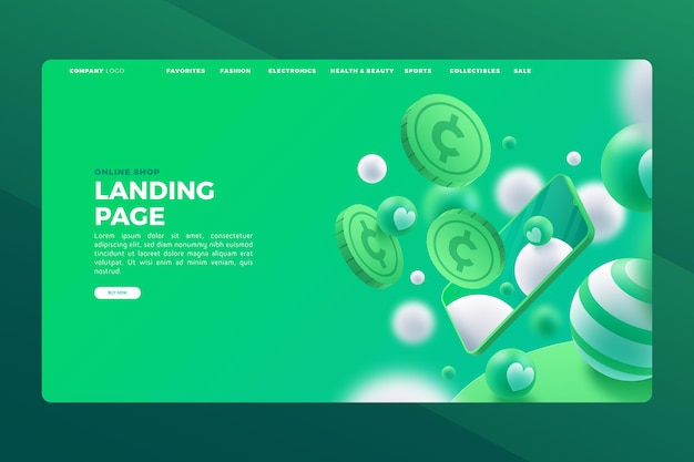 Realistic shopping online landing page