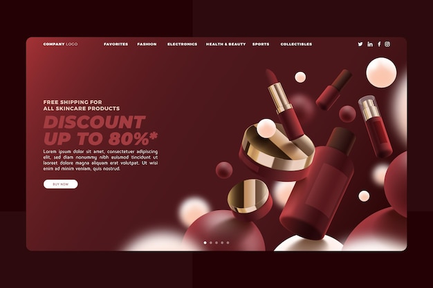 Free vector realistic shopping online landing page