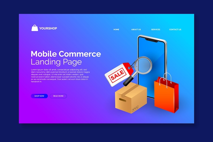Free Vector realistic shopping online landing page
